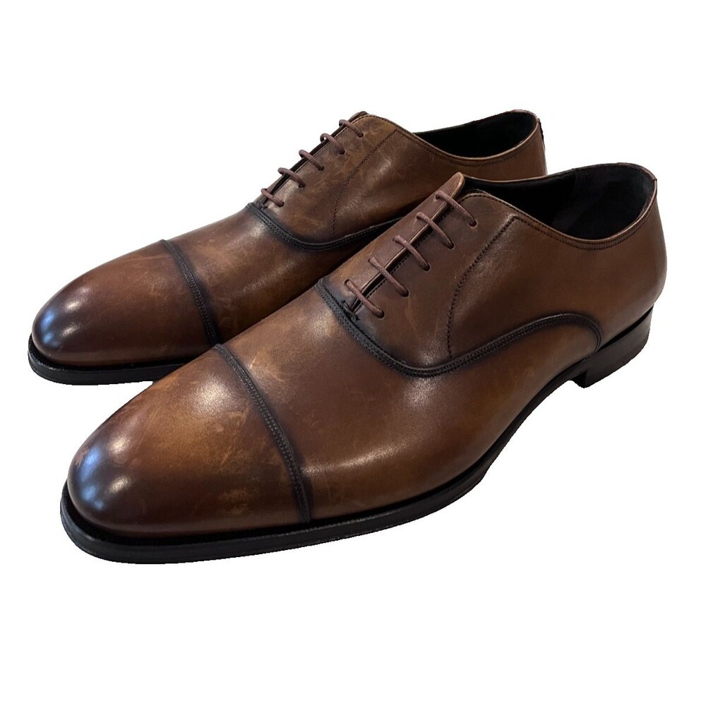 To Boot New York FRANKIE Size 11.5 Cap Toe Distressed Antique Aero Brown Oxford
